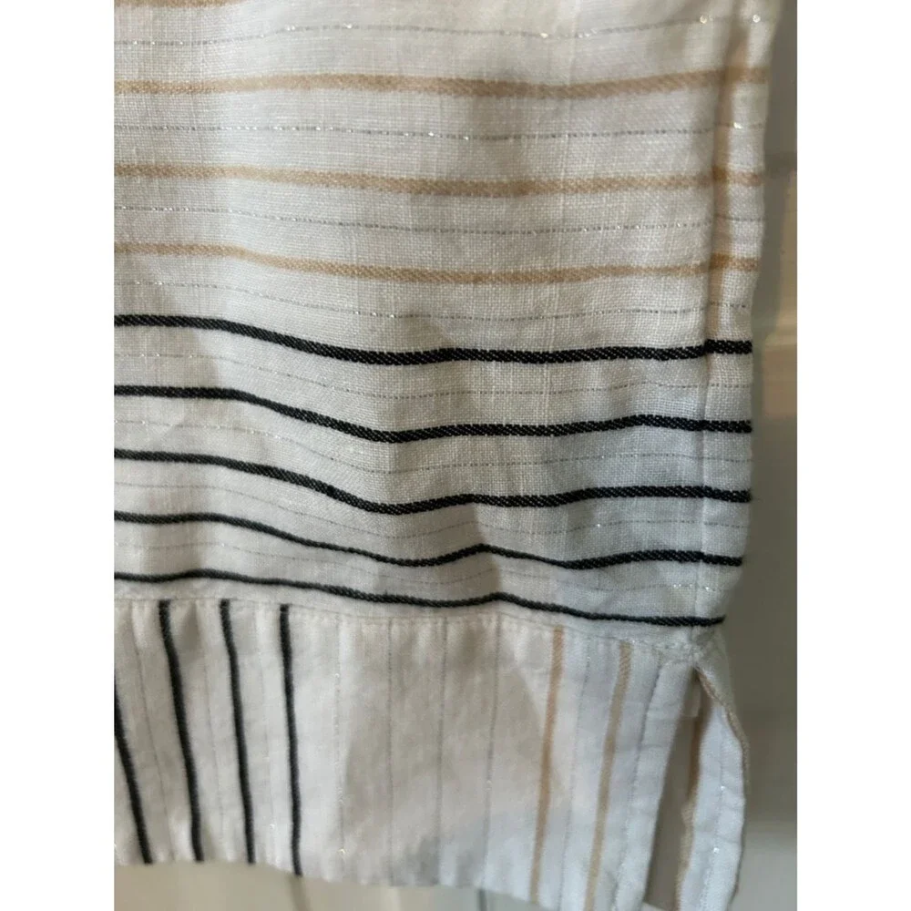 Vineyard Vines White Tunic Dress with Stripes and metallic accents. Size 4